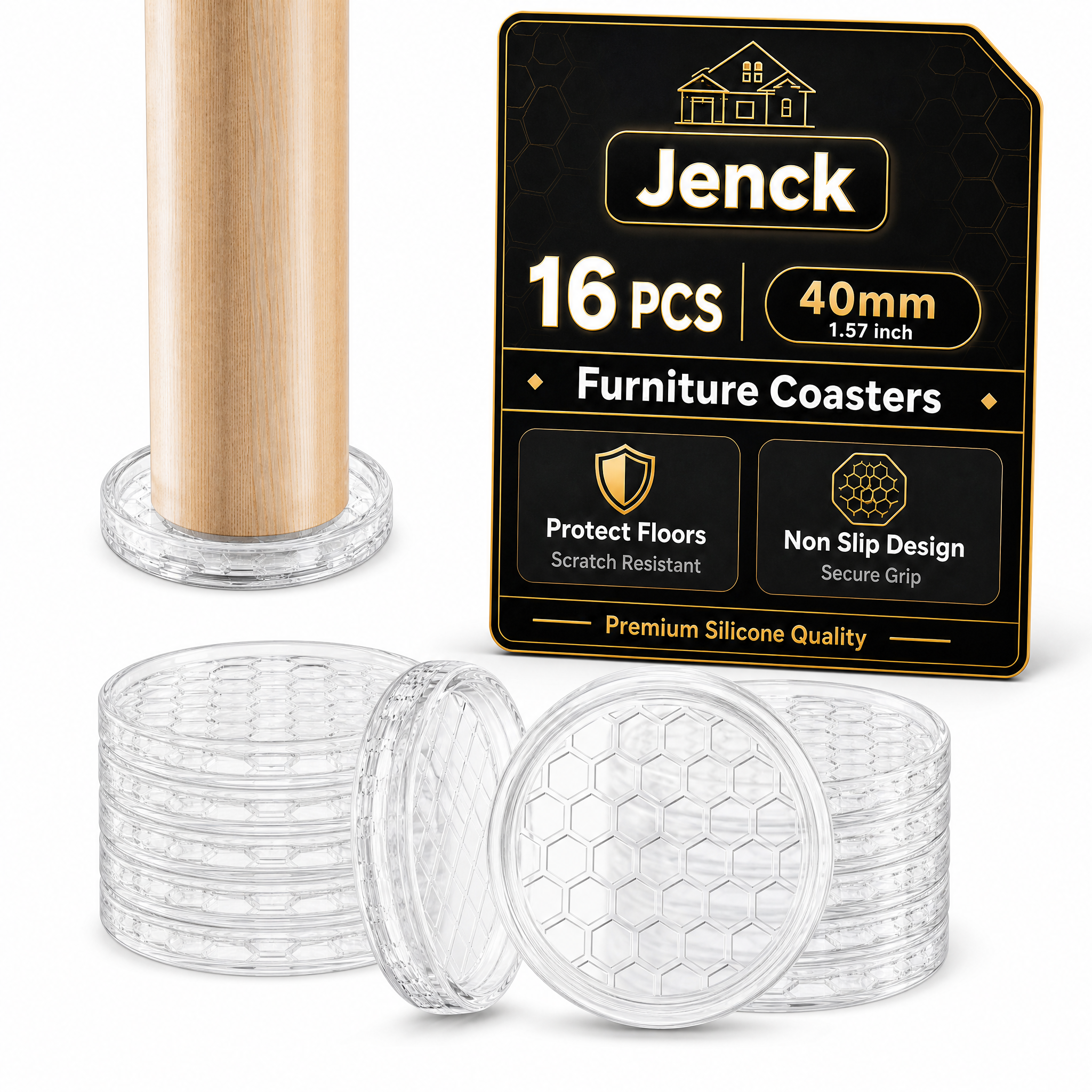 [Amazon主图 黑金配色 16PCS 40mm] Jenc… - 图片创意预览