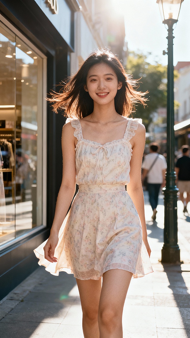 生成50张漂亮小姐姐全身照片，穿超短裙的，单张单张，不要合集