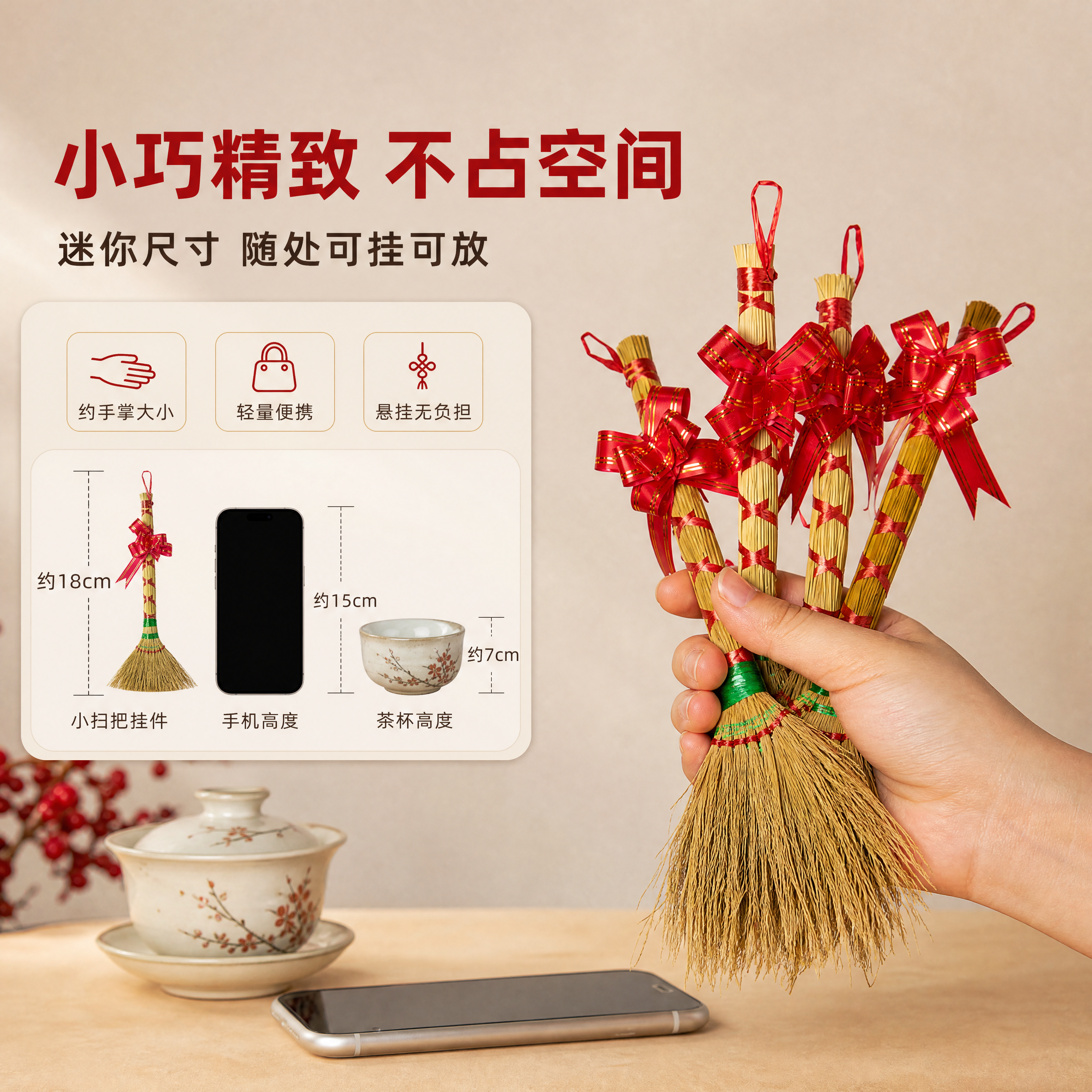 [商品] 使用【图2】小扫把斜款捆红绳挂件；保留所有产品原貌，… - 图片创意预览
