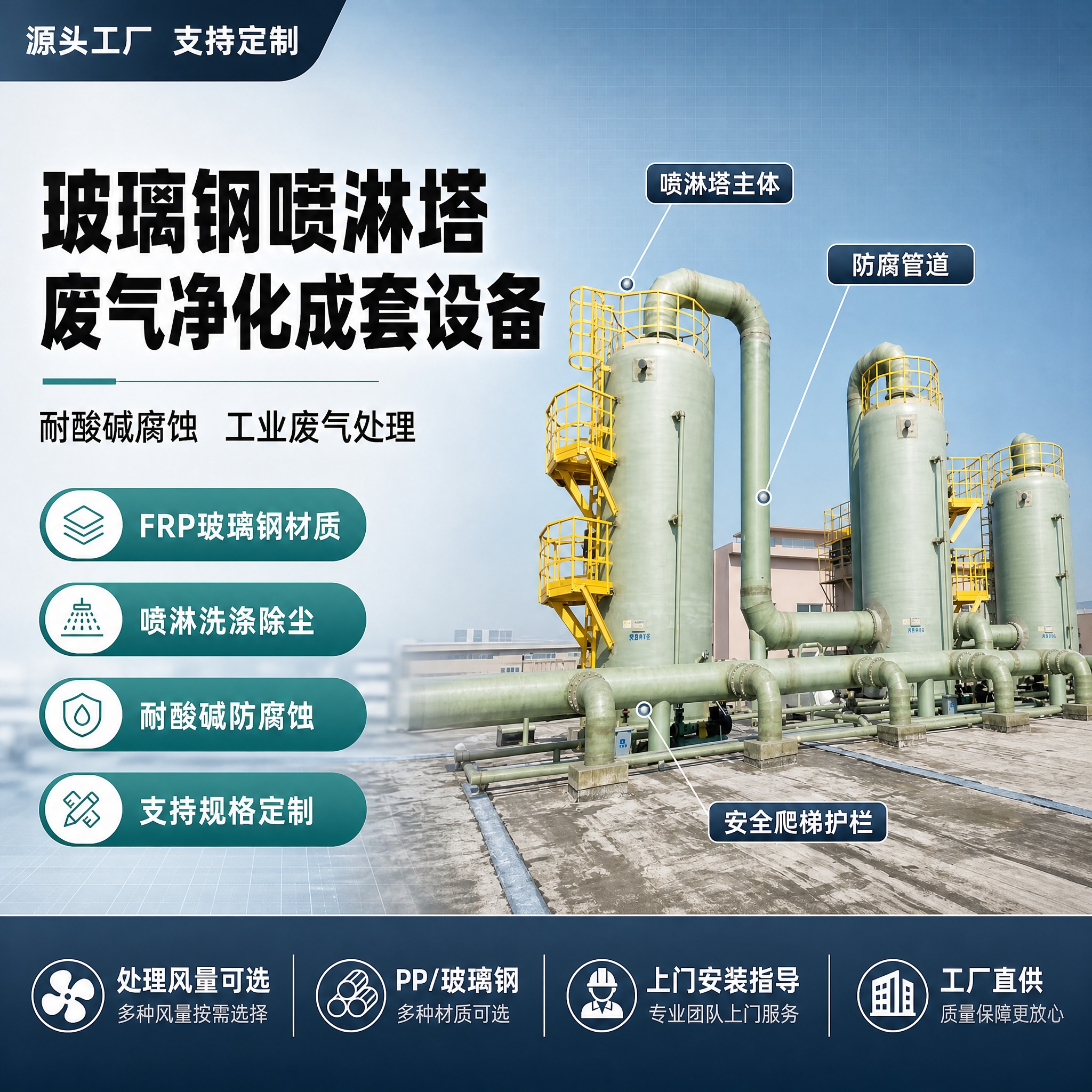 [单张主图] 玻璃钢喷淋塔废气处理净化设备，爆款促销感工业主图… - 图片创意预览