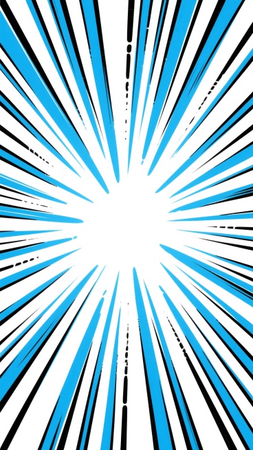 漫画风格的放射线效果，以白色为中心向四周呈放射状扩散的线条，线条为鲜艳的蓝色，线条粗细不一且带有手绘般的笔触质感，整体构图充满动感与张力，背景为纯白色，保持线条从中心向外发散的密集排列样式。预览效果