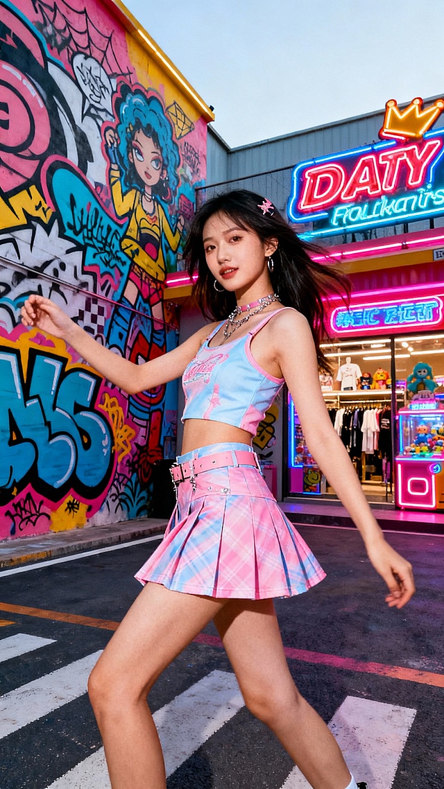 生成50张漂亮小姐姐全身照片，穿超短裙的，单张单张，不要合集