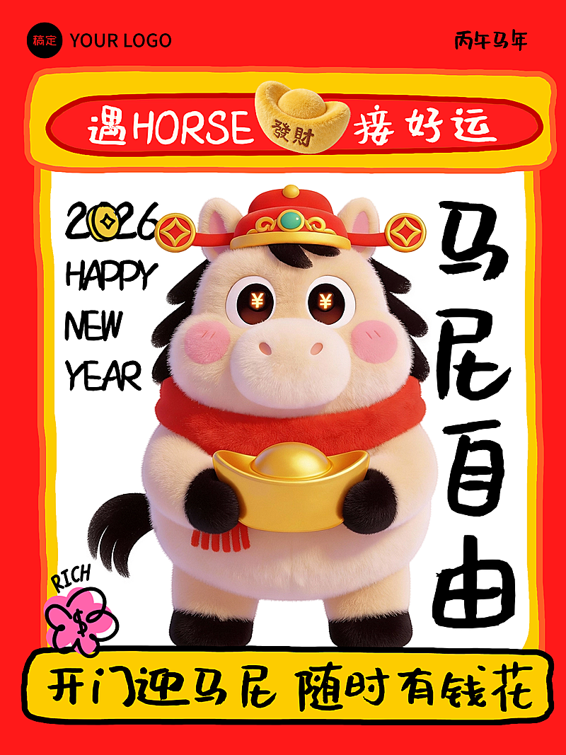 春节节日祝福通用喜庆感小红书封面