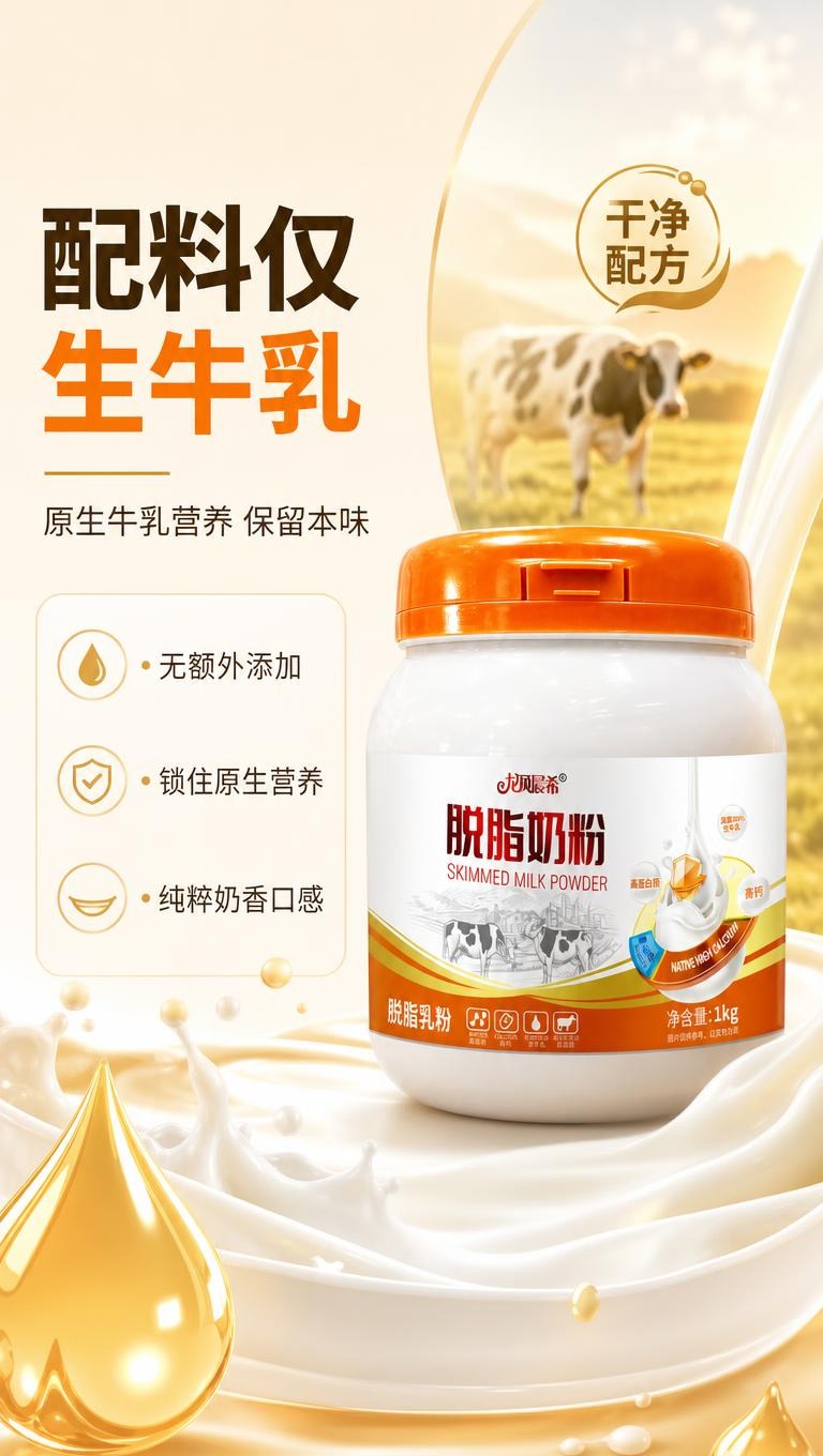 [商品] 使用【图1】龙凤晨希脱脂奶粉1kg瓶装；保留全部瓶身… - 图片创意预览