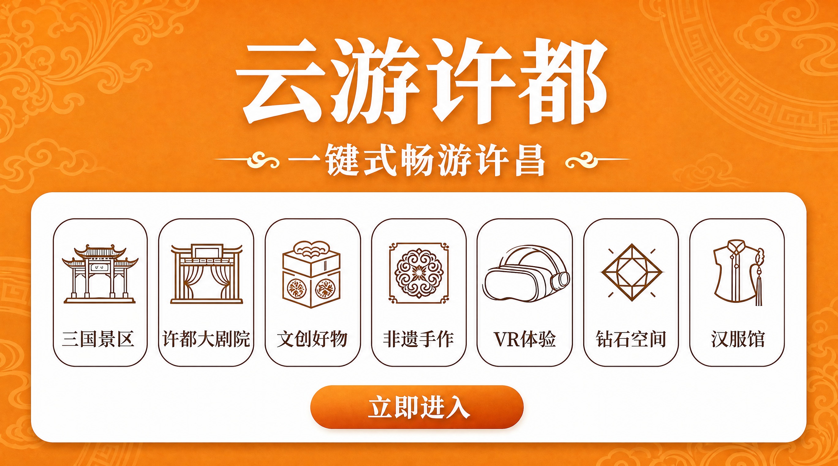 将这张「云游许都」界面图整体改版：1.删除背景中所有古建筑、牌… - 图片创意预览