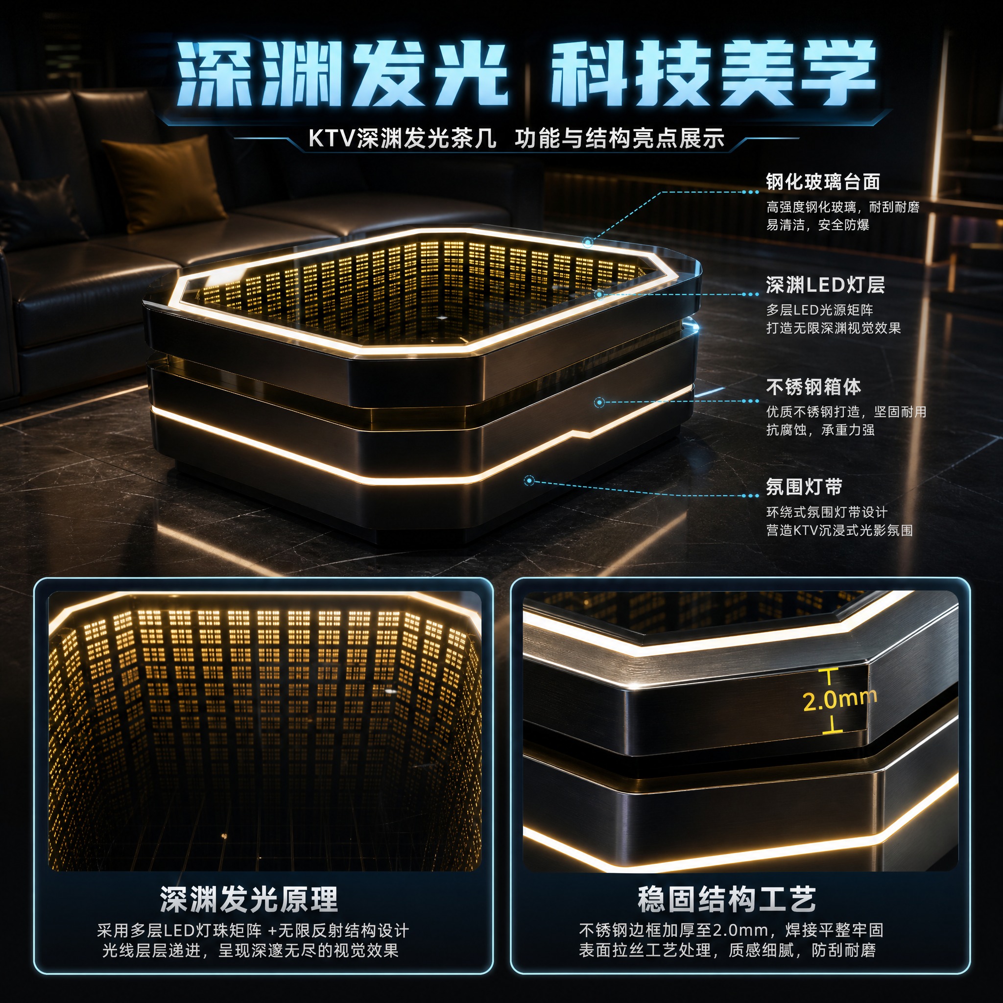 [主图-2] KTV深渊发光茶几功能与结构亮点展示，突出深渊发… - 图片创意预览