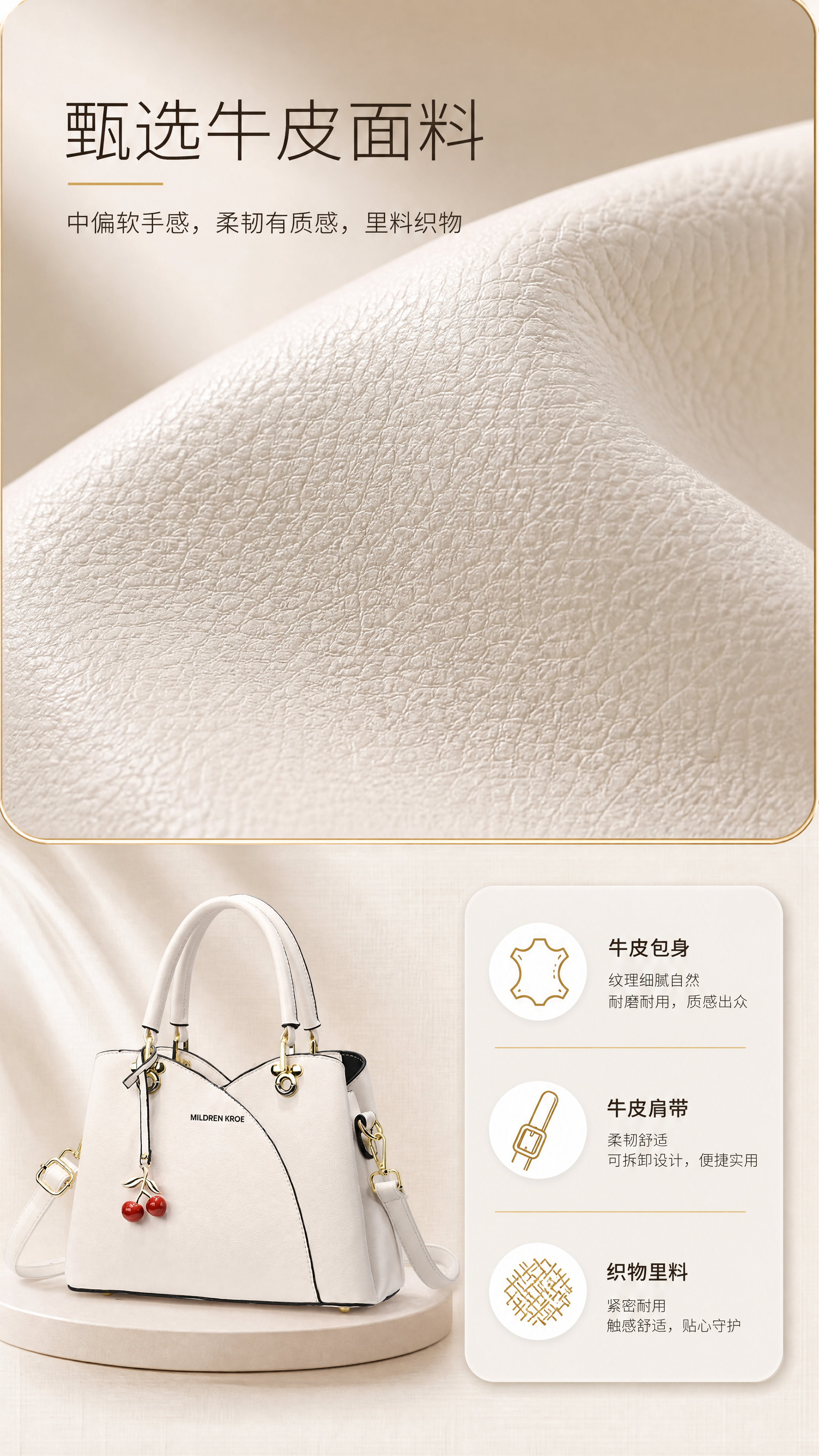 [商品] 使用【图1】米白色MILDREN KROE MK真皮… - 图片创意预览
