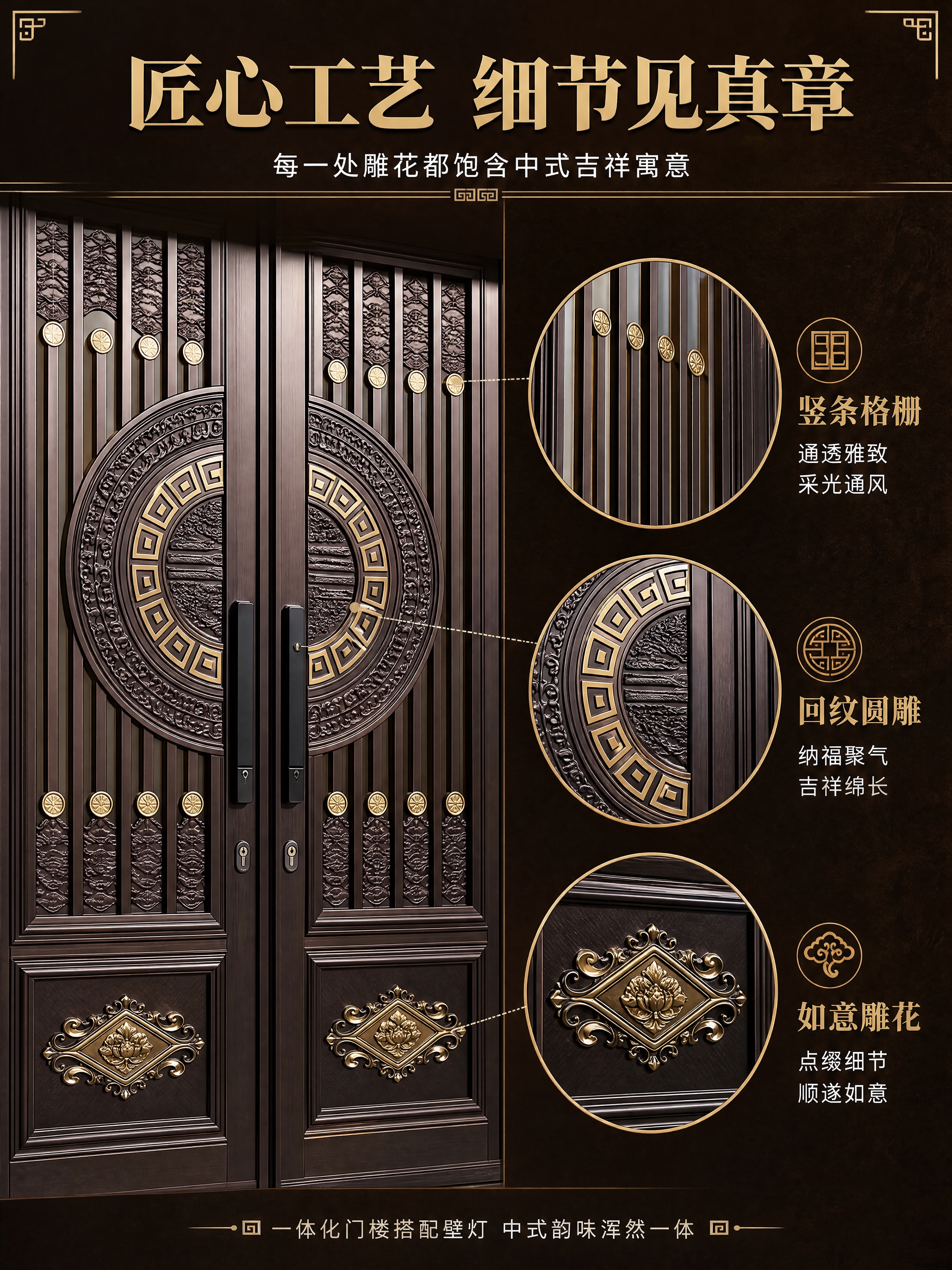 [商品] 使用【图1】徽府护卫铝艺新中式庭院门楼双开大门；保留… - 图片创意预览