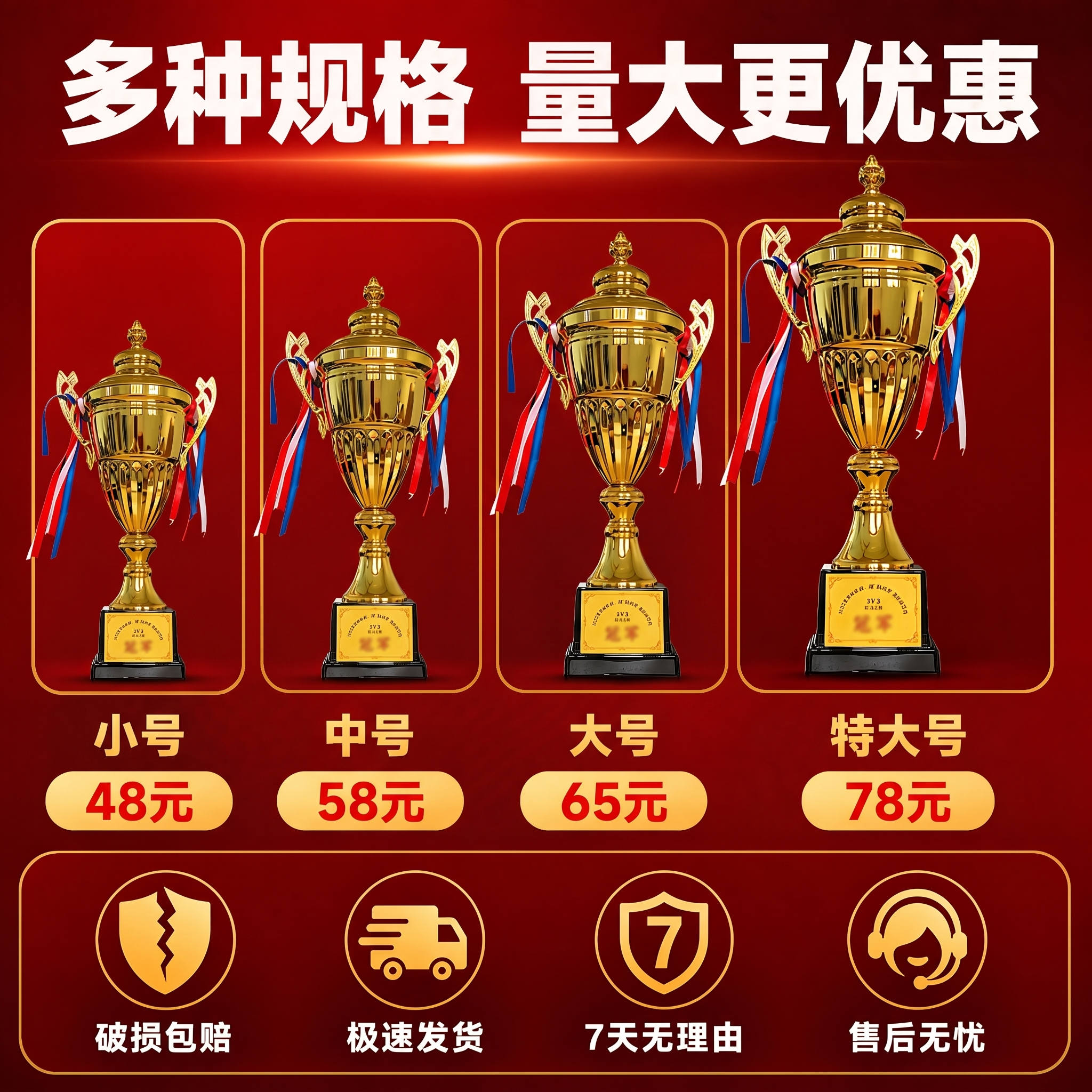 有4个规格大小，把经济款 热销款 豪华款这些字都去掉，分成小号… - 图片创意预览