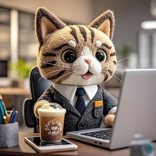 狸花猫拿着奶茶打工，狸花猫要真实