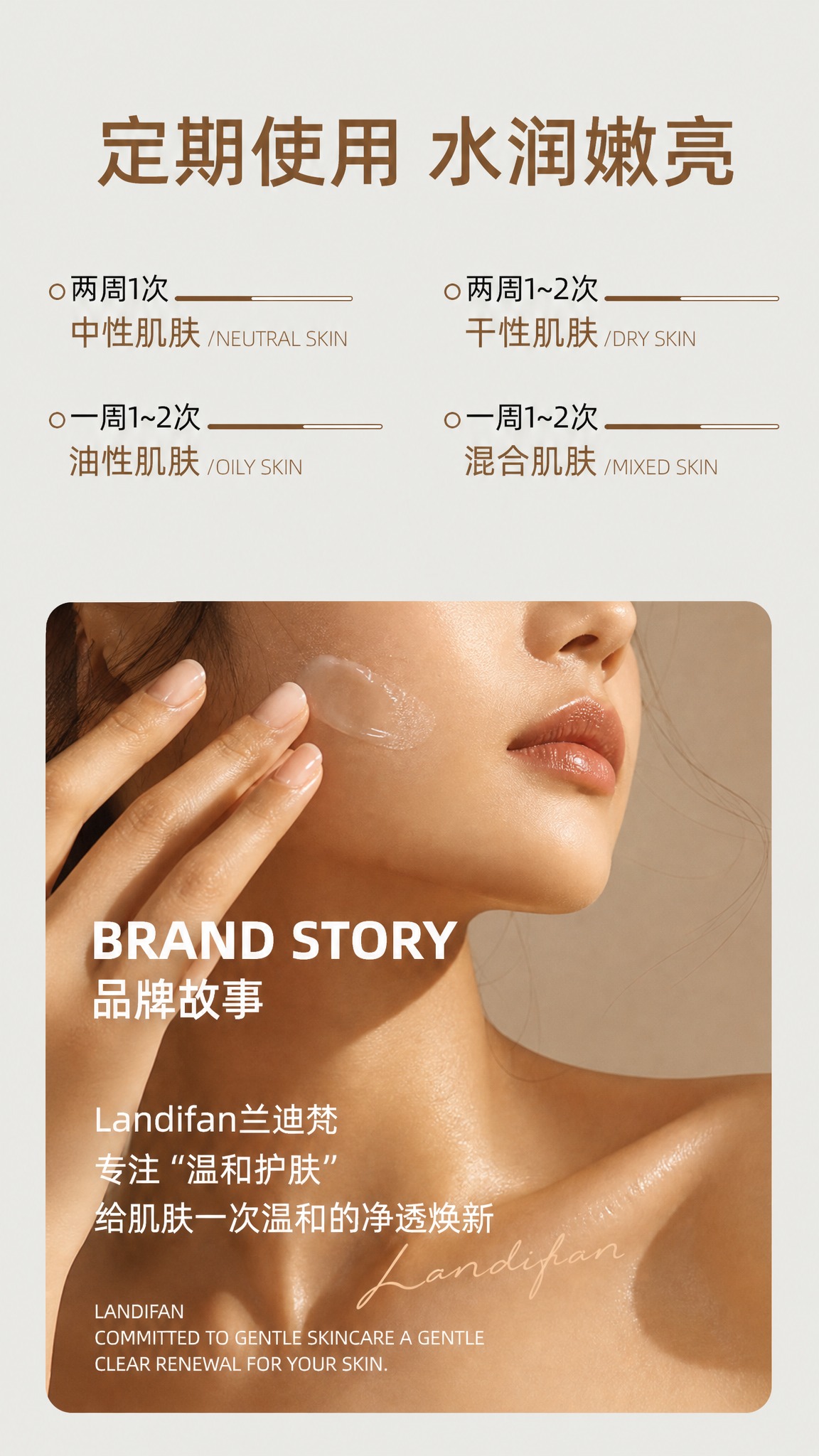 基于参考图的版式结构和暖调高级氛围，将下半部分的模特和品牌信息… - 图片创意预览
