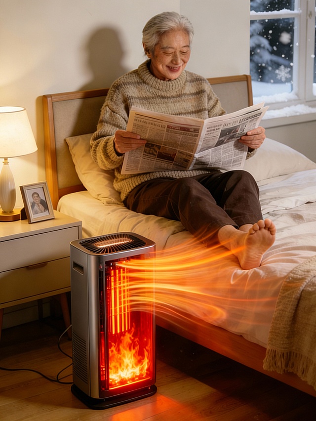 产品内部加热区火焰发光效果，线条感暖风大面积输送效果。