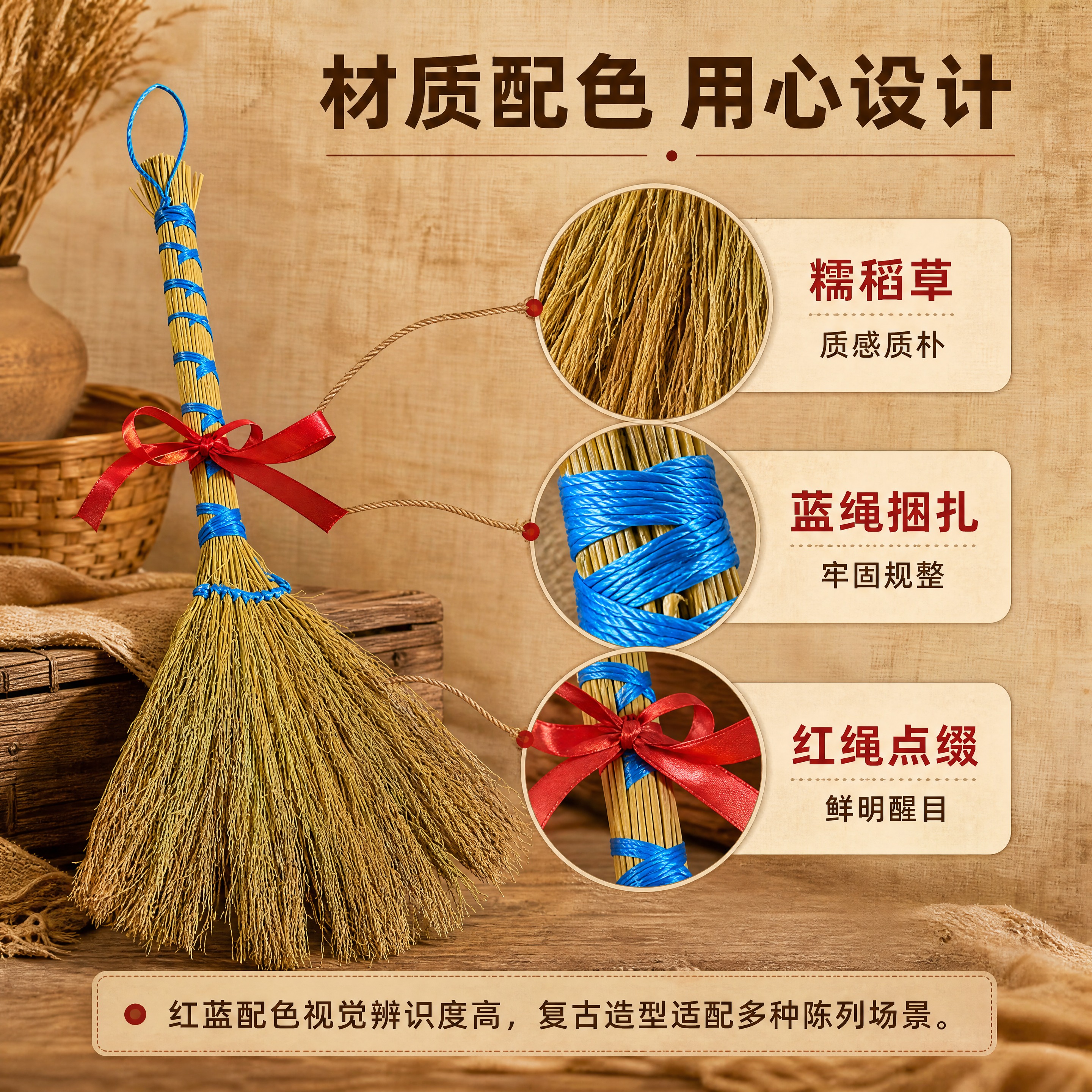 [商品] 使用【图1】糯稻草蓝绳捆扫把配红绳；保留糯稻草材质纹… - 图片创意预览