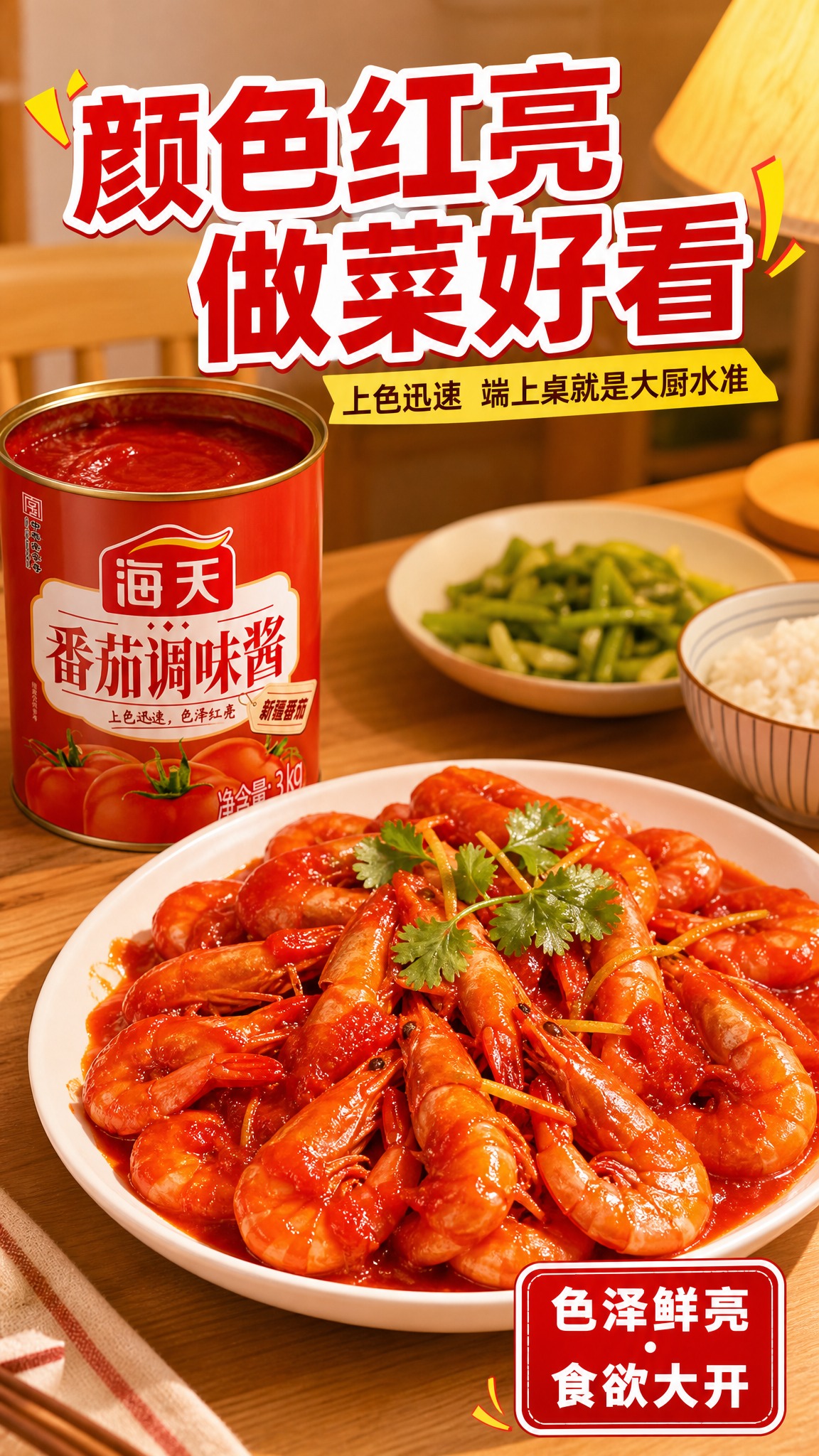 [商品] 使用【图1】海天番茄调味酱3kg大罐装；保留红色罐体… - 图片创意预览