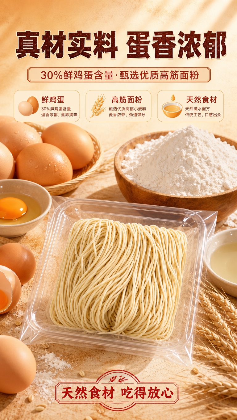 [商品] 使用【图4】生面饼特写图；保留面饼淡黄色泽、细圆面条… - 图片创意预览