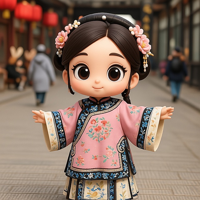 图片中的人物变成3D-chibi风格，大眼睛，可爱