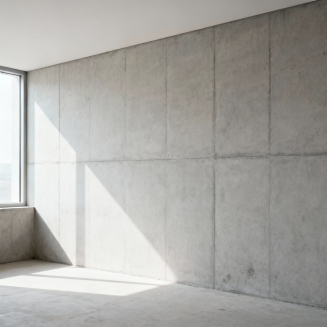 帮我生成一张新的居民楼里面的混凝土墙图片预览效果