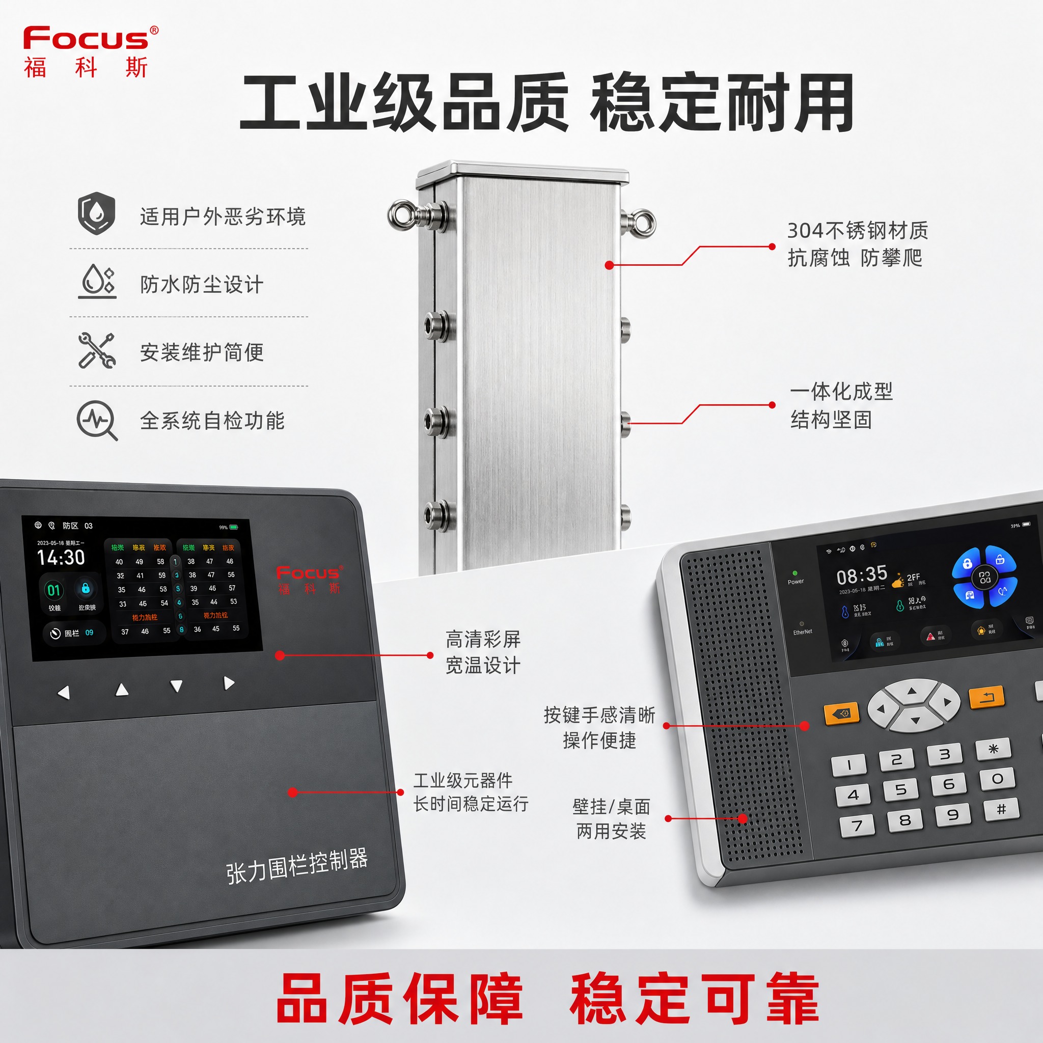 [主图-3] 产品材质与结构细节图，展示张力电子围栏系统的工业… - 图片创意预览
