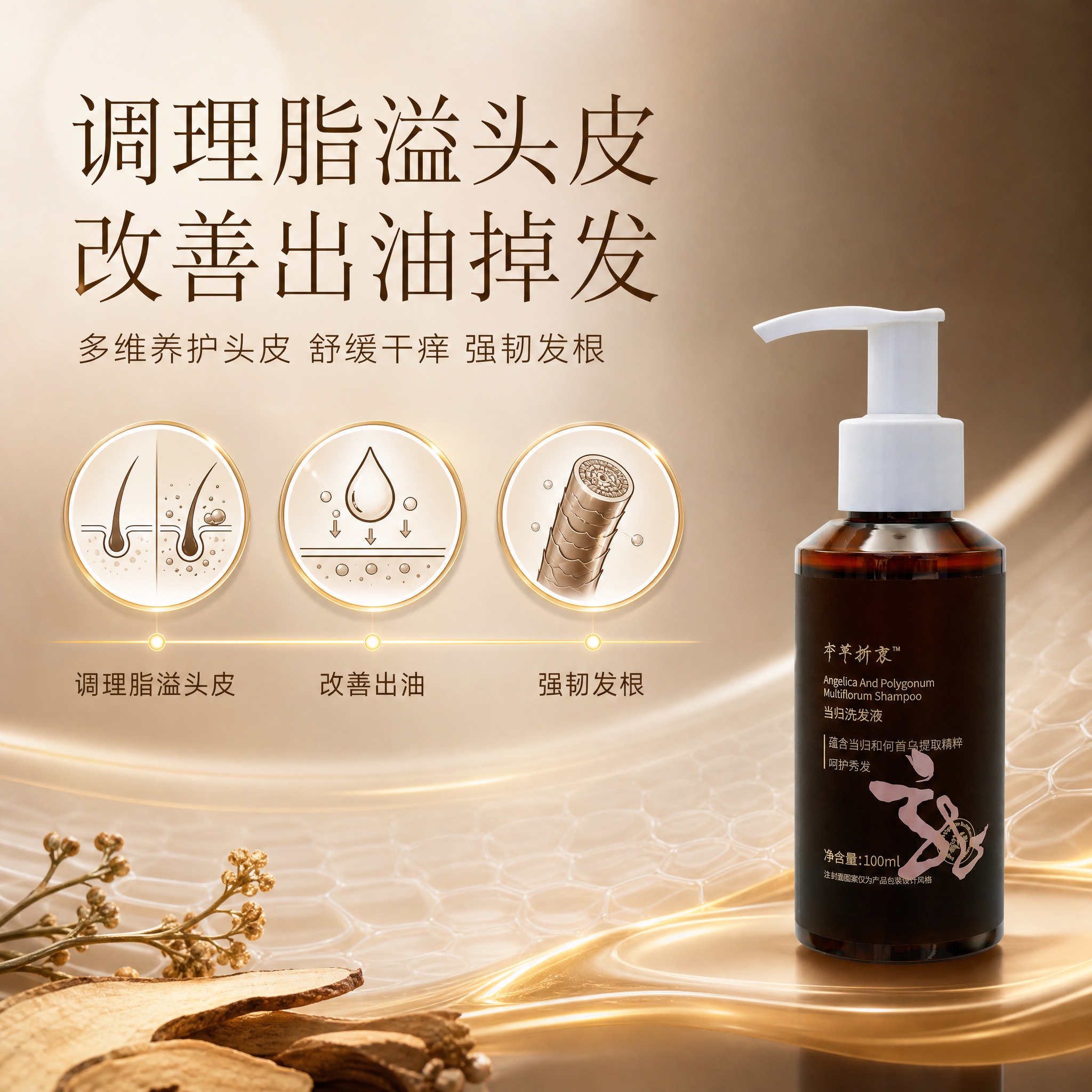 [主图-2] 功效展示，调理脂溢头皮改善出油掉发，多维养护头皮… - 图片创意预览