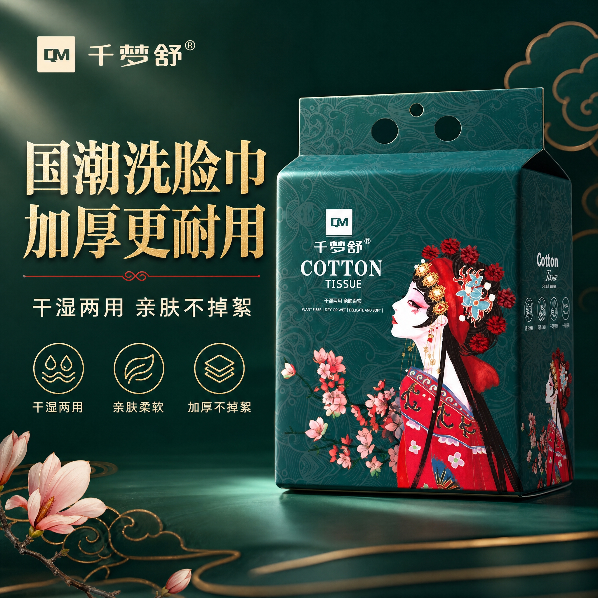 [主图-1] 国潮悬挂式洗脸巾首图，突出产品识别与购买欲，建立… - 图片创意预览