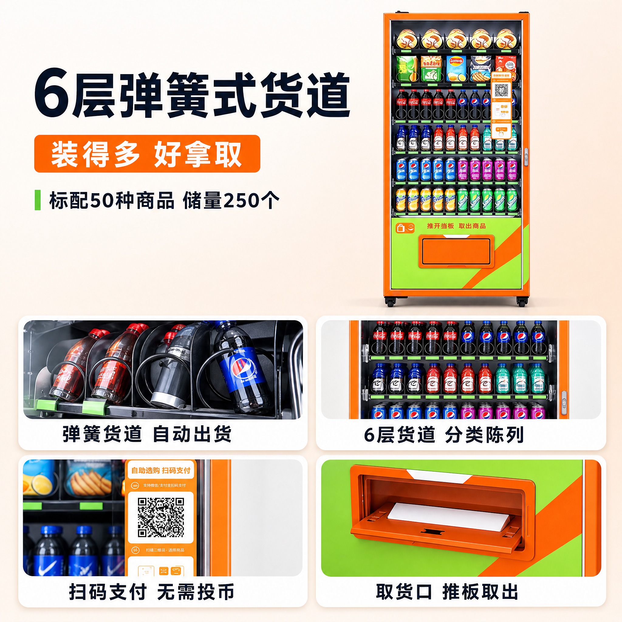 [主图-3] 扫码选购制冷型 饮料零食综合售货机，产品证据/结… - 图片创意预览