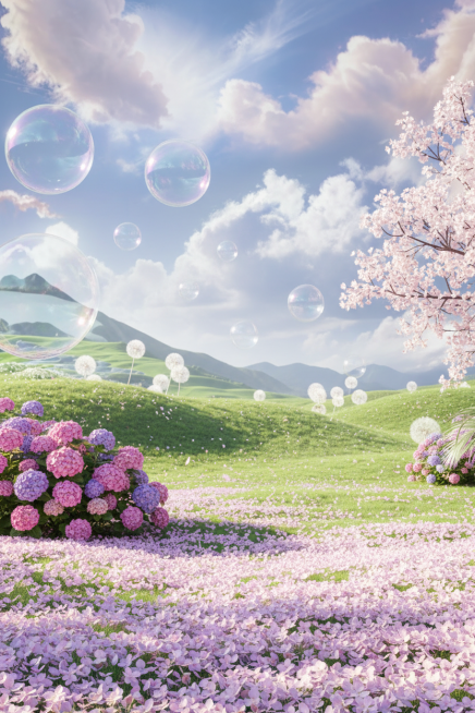 去掉图中所有的产品图和文字，再生成一张类似的背景图，不要有河水和动物，要有梦幻唯美的氛围预览效果