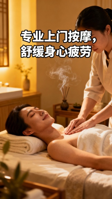 帮忙生成50张上门全身按摩图片，图片可以加入一些文字预览效果