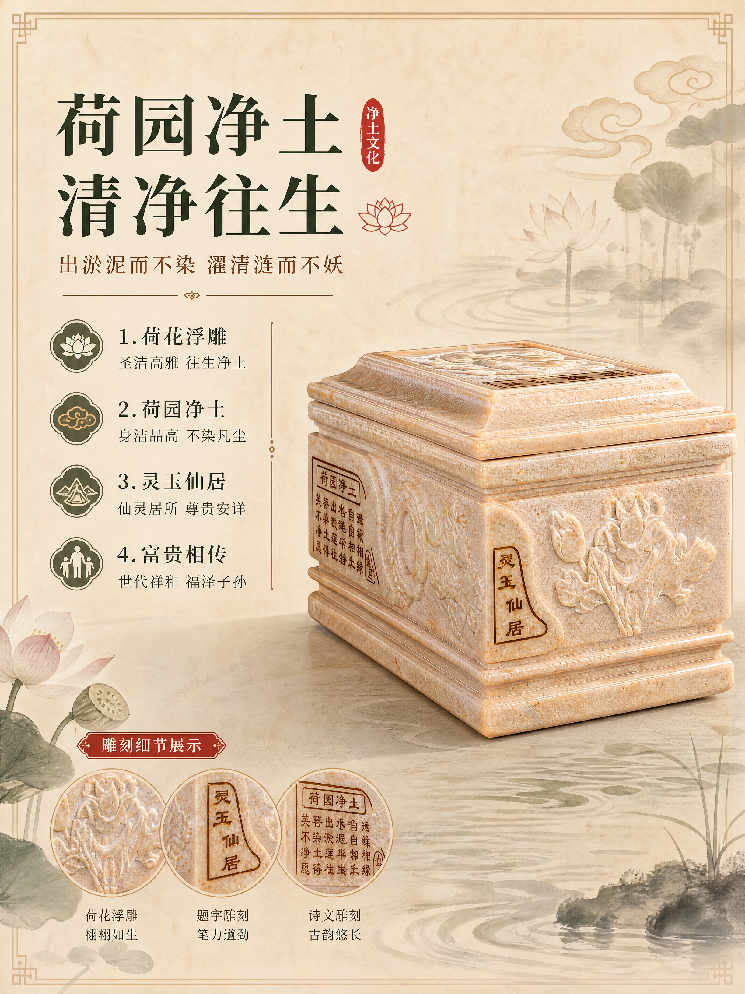 [商品] 使用【图3】荷园净土骨灰盒侧面45度图；保留晚霞红石… - 图片创意预览