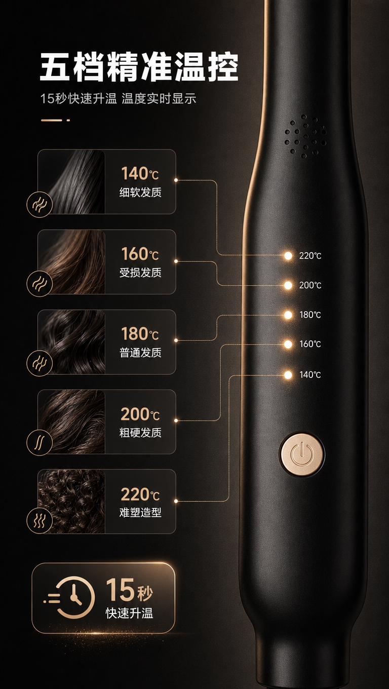[商品] 使用【图4】【图6】烫发板按键温度显示区域特写；保留… - 图片创意预览