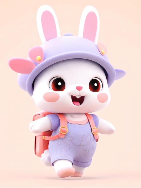 帽子和服装的蓝色部位，改成浅紫色。预览效果