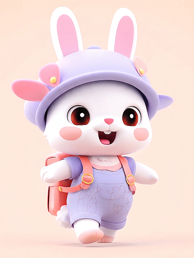 帽子和服装的蓝色部位，改成浅紫色。