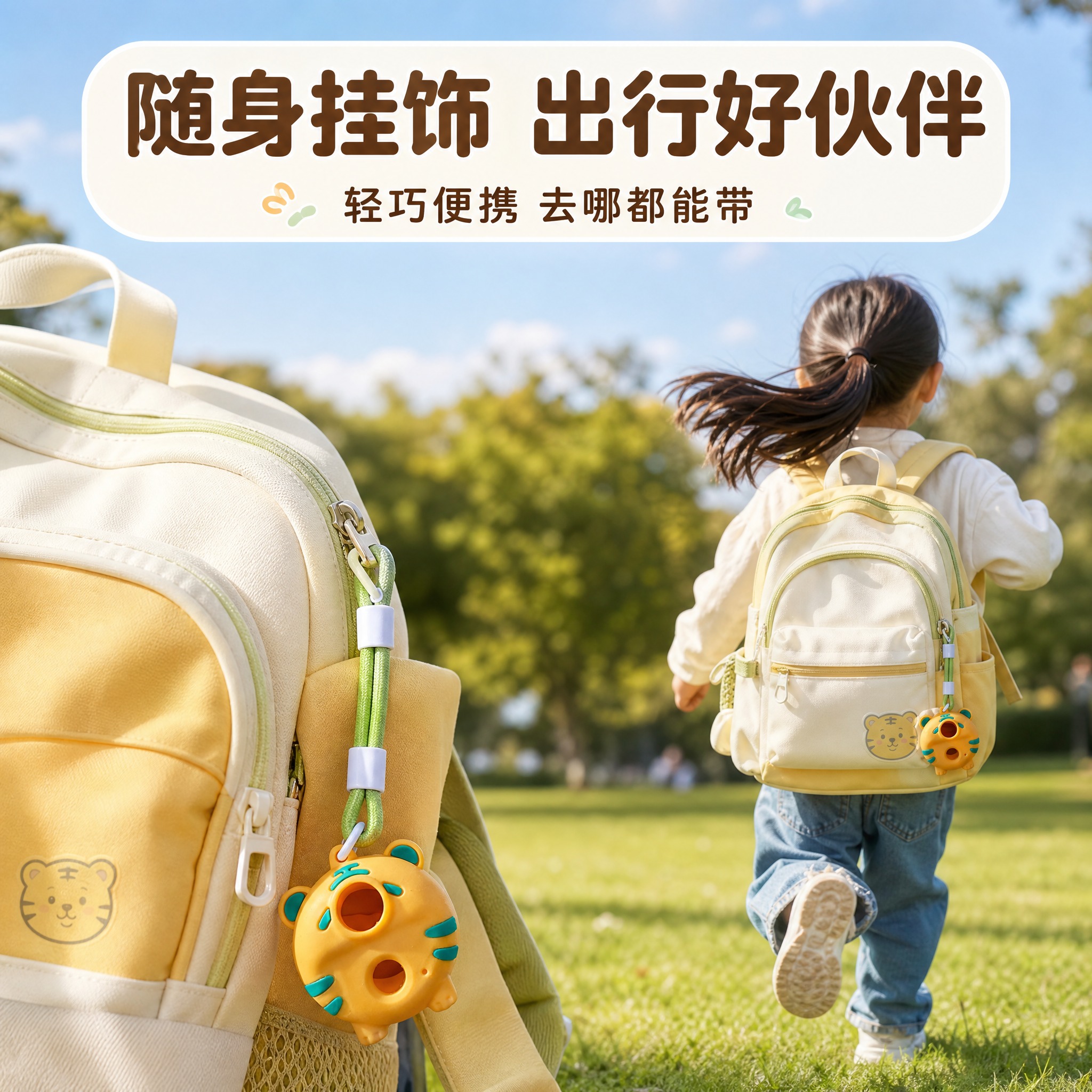 [主图-3] 户外游玩场景图，主题为随身挂饰便携出行，展示户外… - 图片创意预览