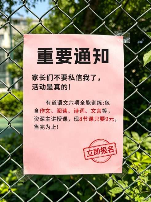 教培机构课程促销宣传大字实景风小红书封面预览效果