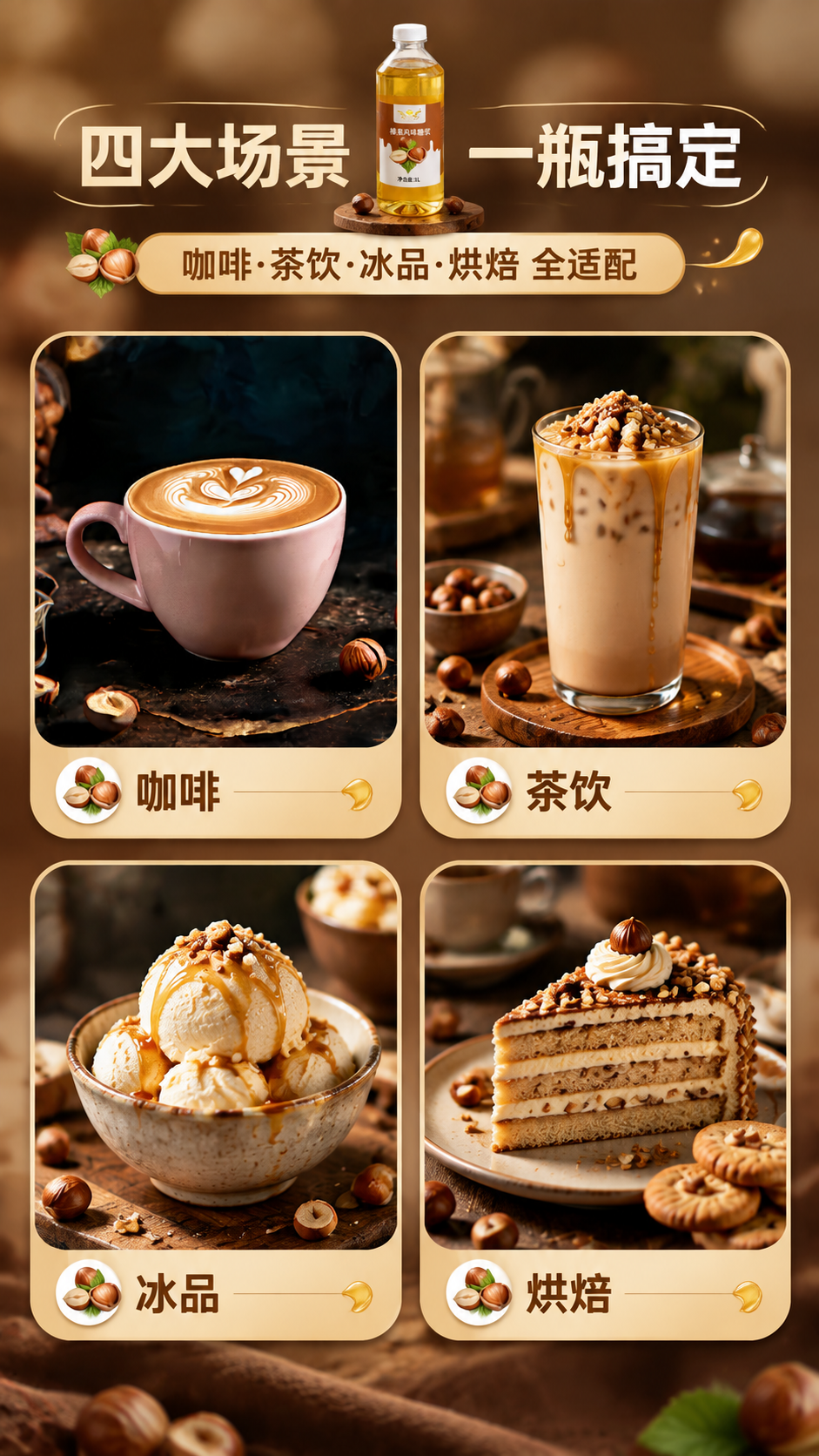 [商品] 使用【图1】奕方榛果风味糖浆1L装与【图2】榛果拿铁… - 图片创意预览