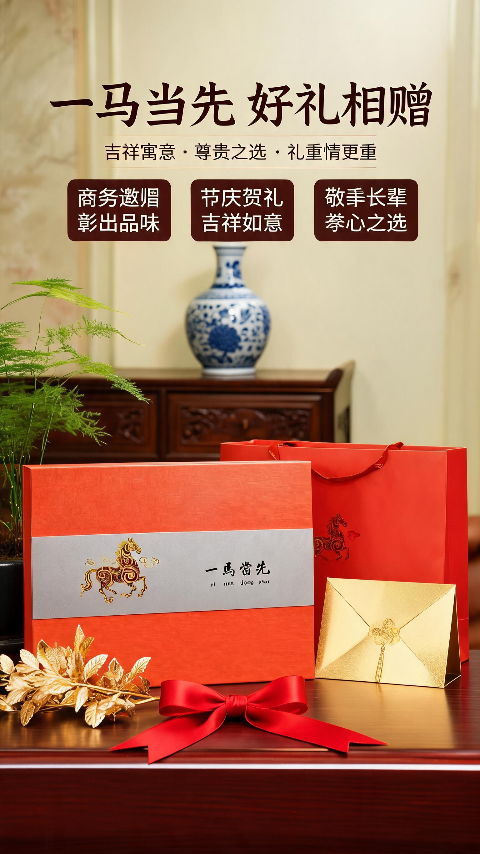 [商品] 使用【图1】沉香礼盒；保留红金礼盒完整外观、骏马纹样… - 图片创意预览