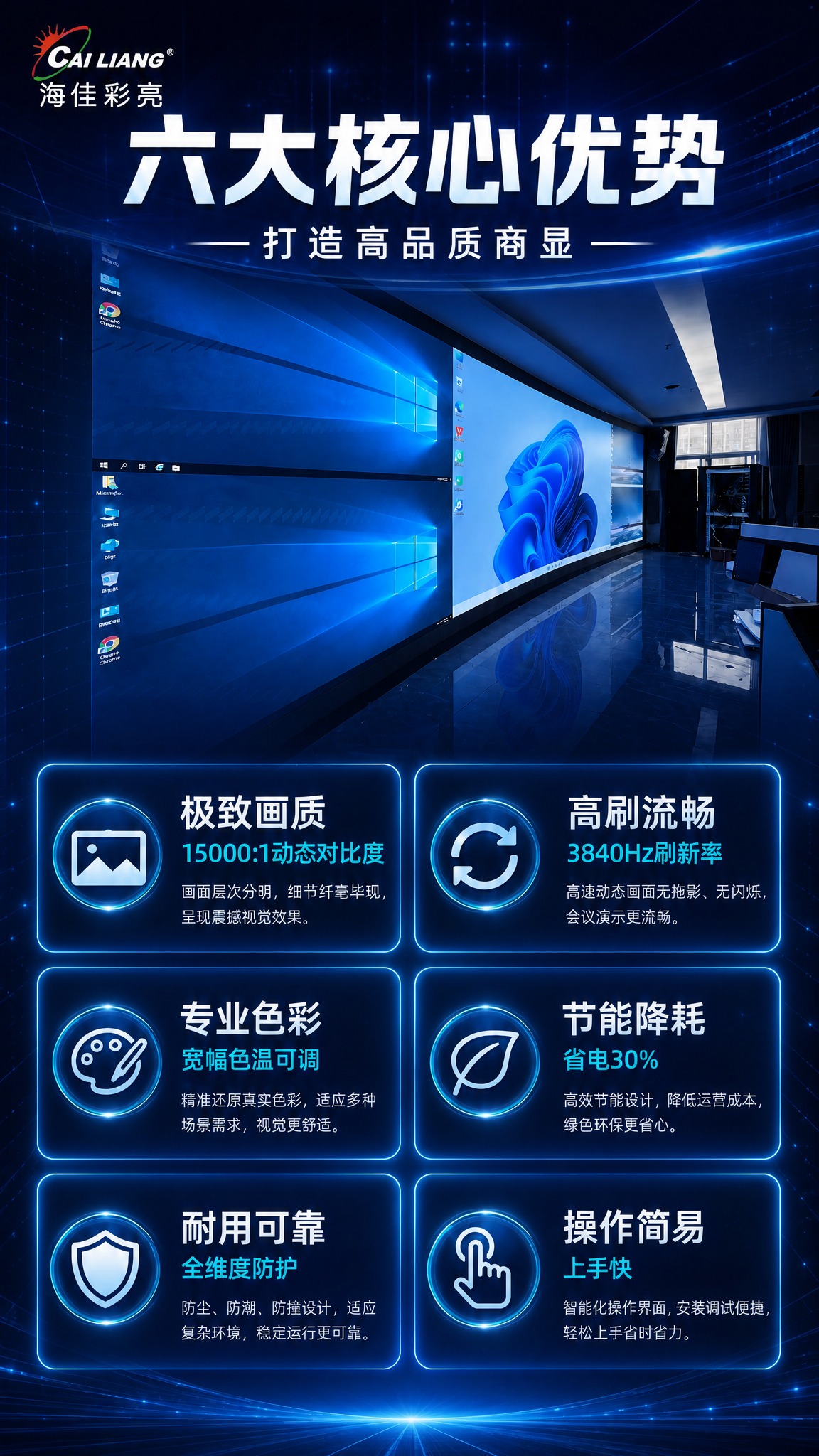 参考原图版式构图和所有文字内容，将整体色调改为深蓝色系科技风。… - 图片创意预览