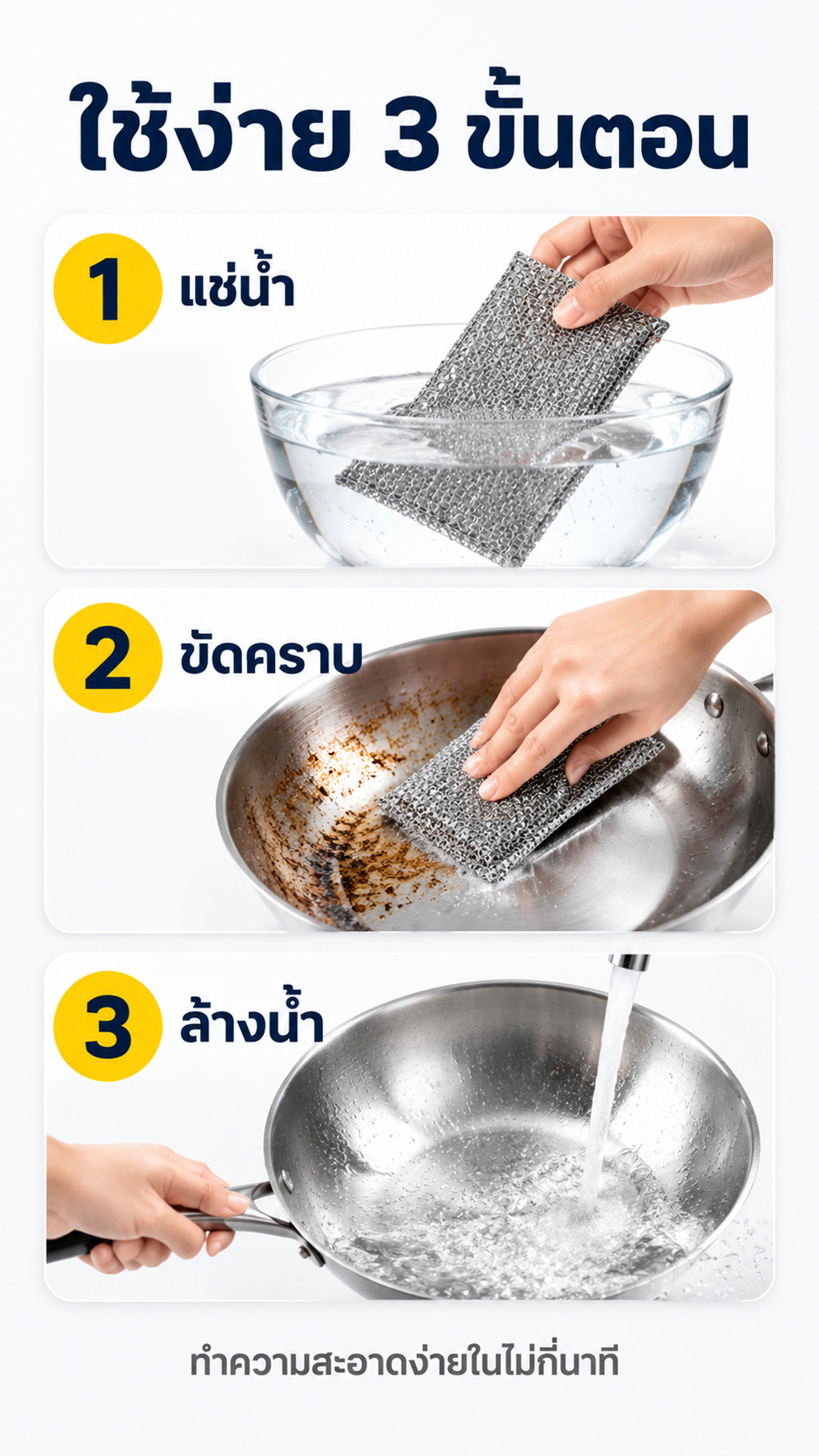 [商品] 使用【图1】：银色金属纤维百洁布，作为三步流程中的唯… - 图片创意预览