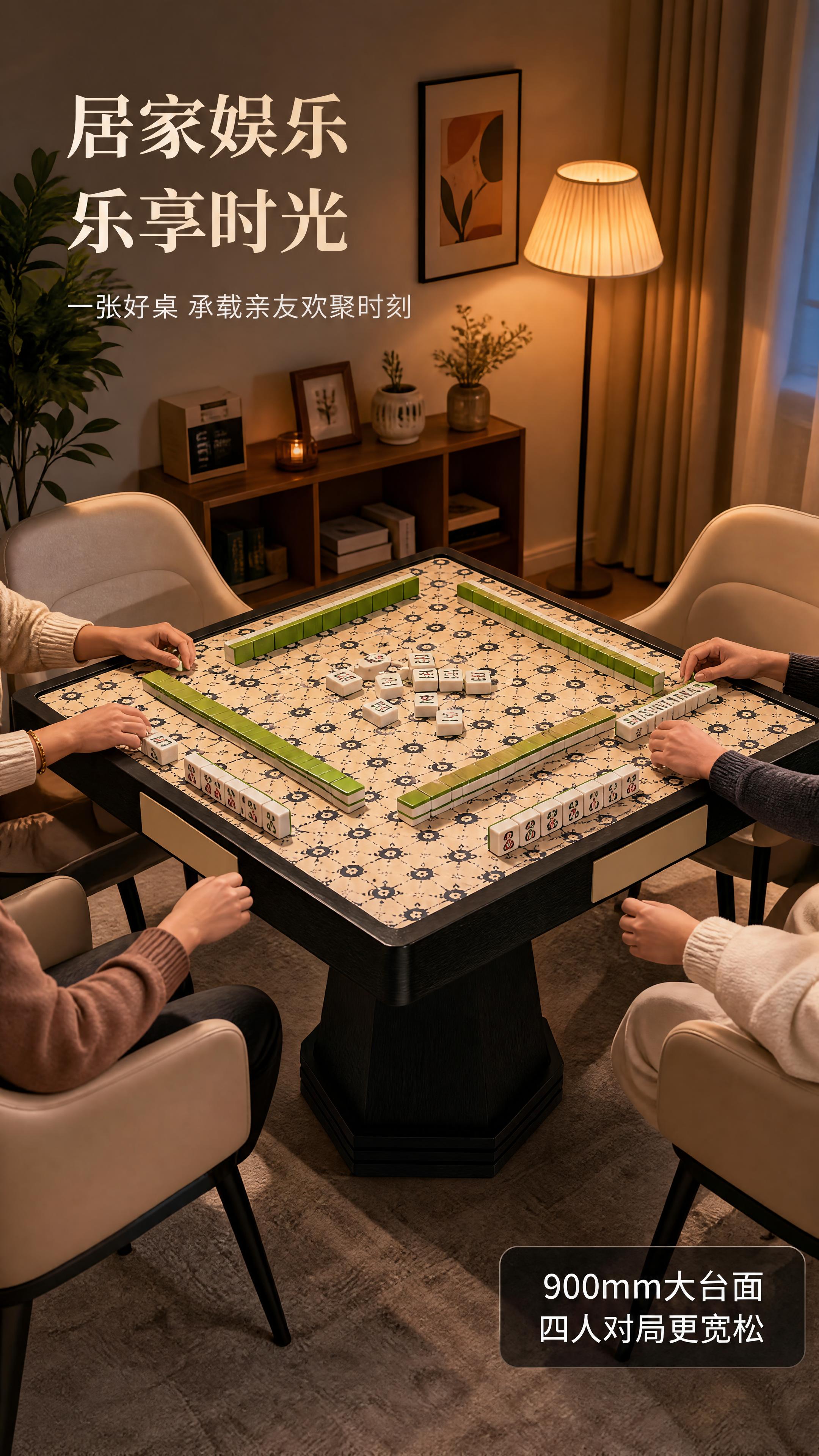 [第5张] 详情页场景体验页-黑色实木麻将桌家庭棋牌室使用场景… - 图片创意预览
