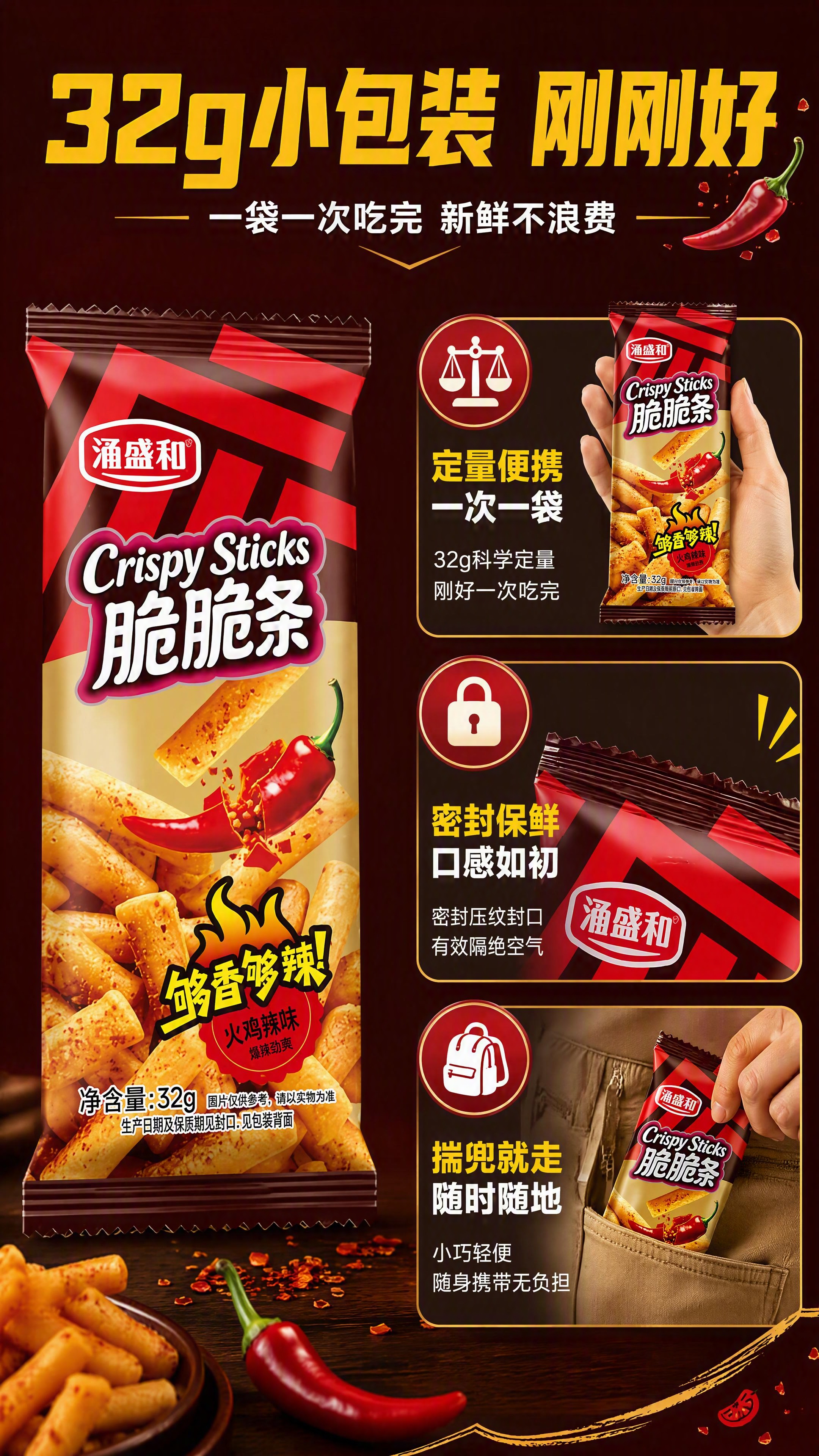 [第8张] 32克小包装优势页-独立小袋定量便携。本张使用【图… - 图片创意预览