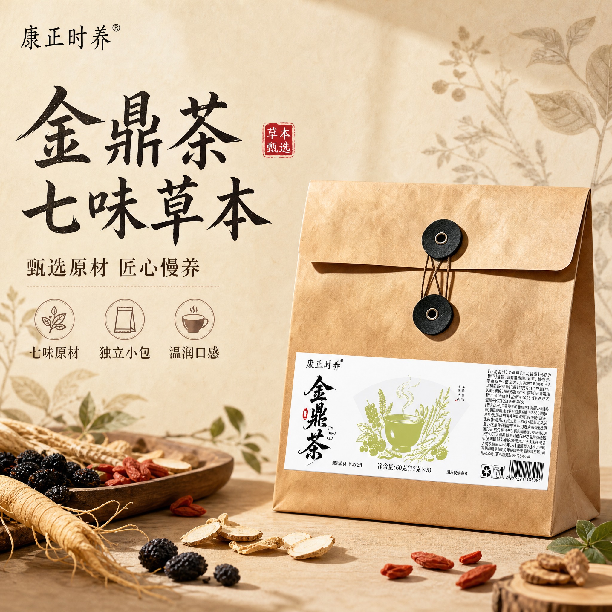 [主图-1] 首图点击率：产品全貌+草本氛围，建立温润茶饮第一… - 图片创意预览