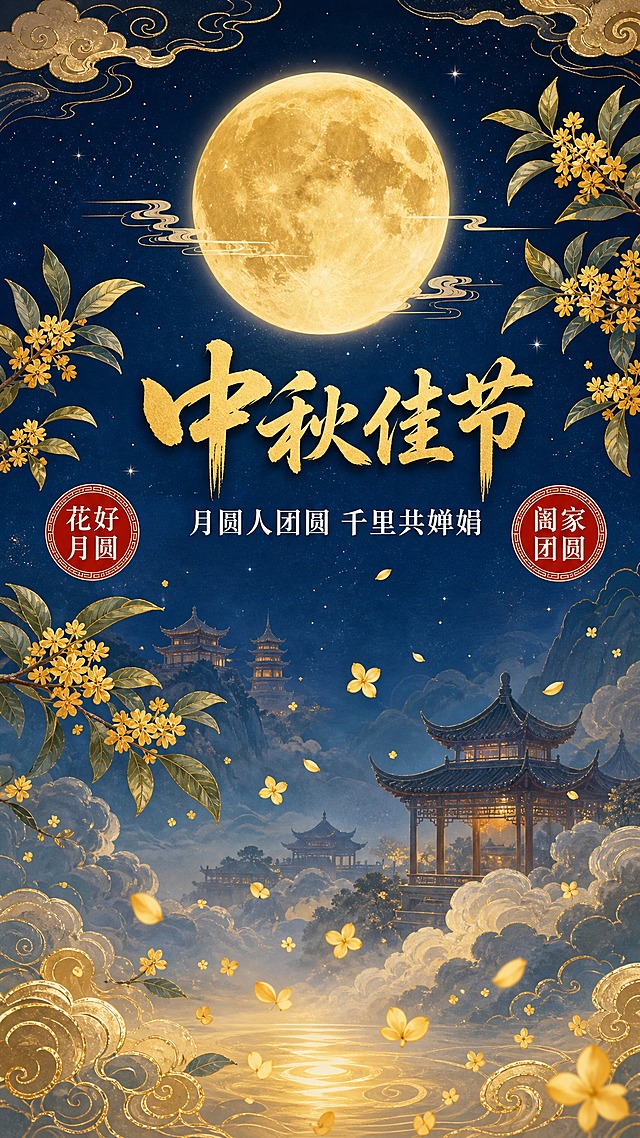 月圆人团圆，千里共婵娟。