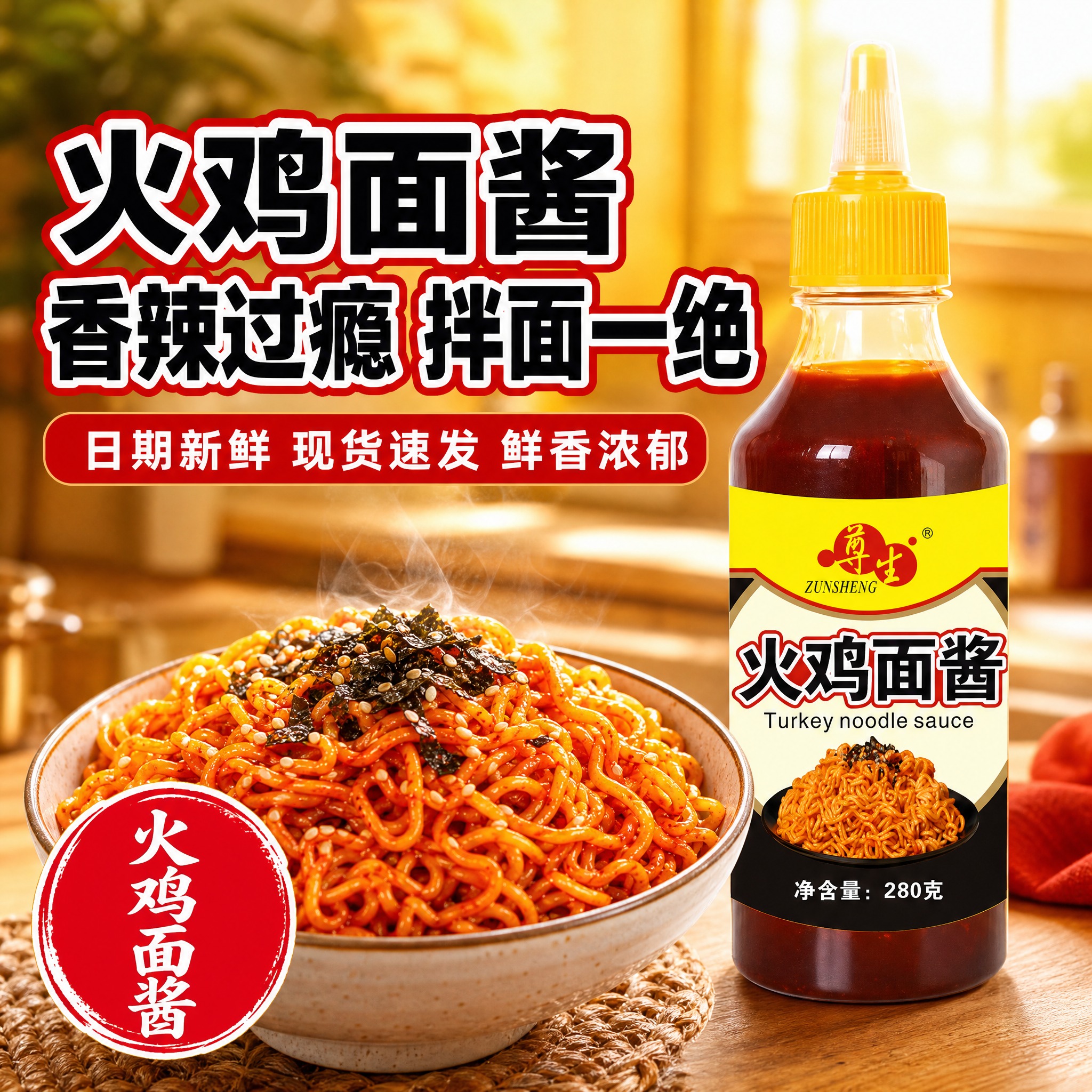 [主图-1] 尊生火鸡面酱 首图点击率 香辣拌面食欲感。 [统… - 图片创意预览