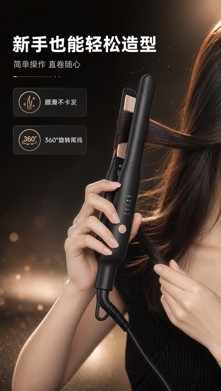[商品] 使用【图1】【图3】黑色直卷两用电烫发板打开状态；保… - 图片创意预览
