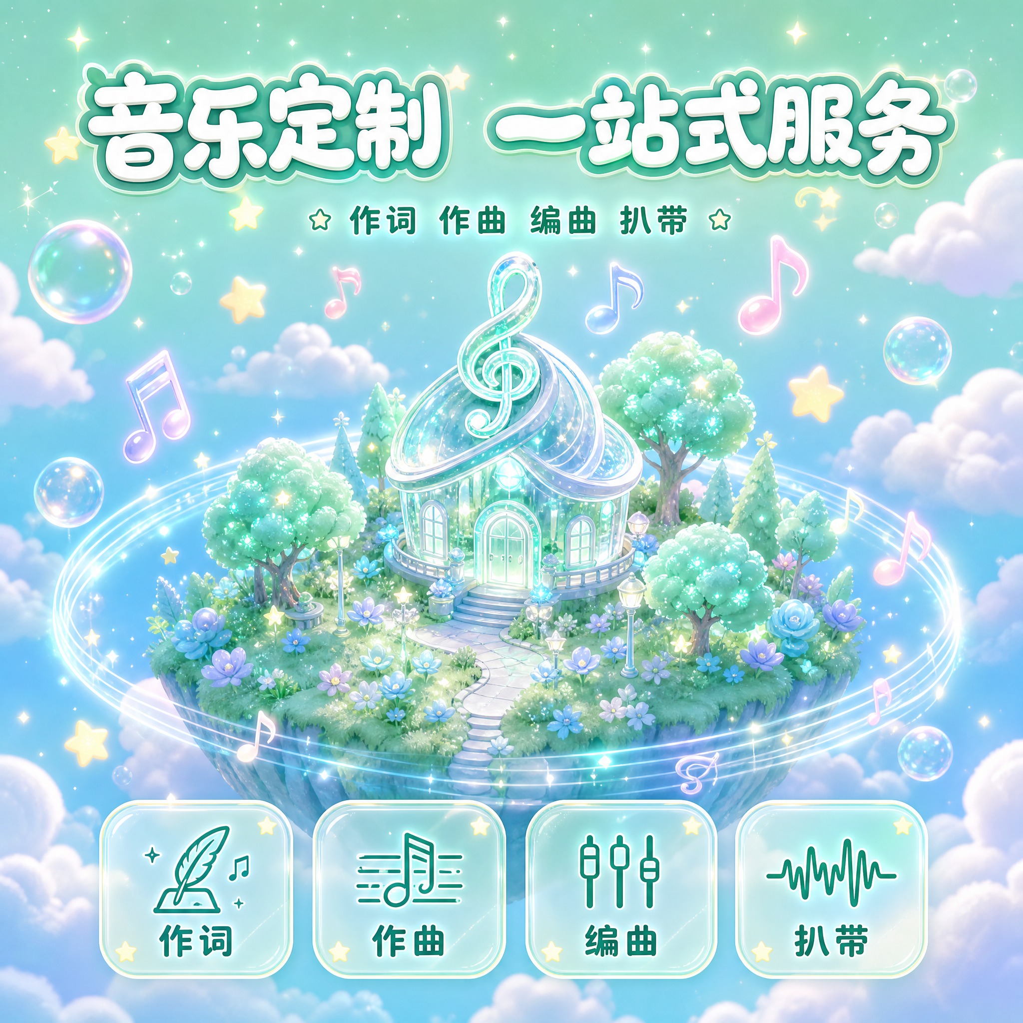 [主图-1] 音乐定制服务 服务主题与场景吸睛首图。核心服务为… - 图片创意预览
