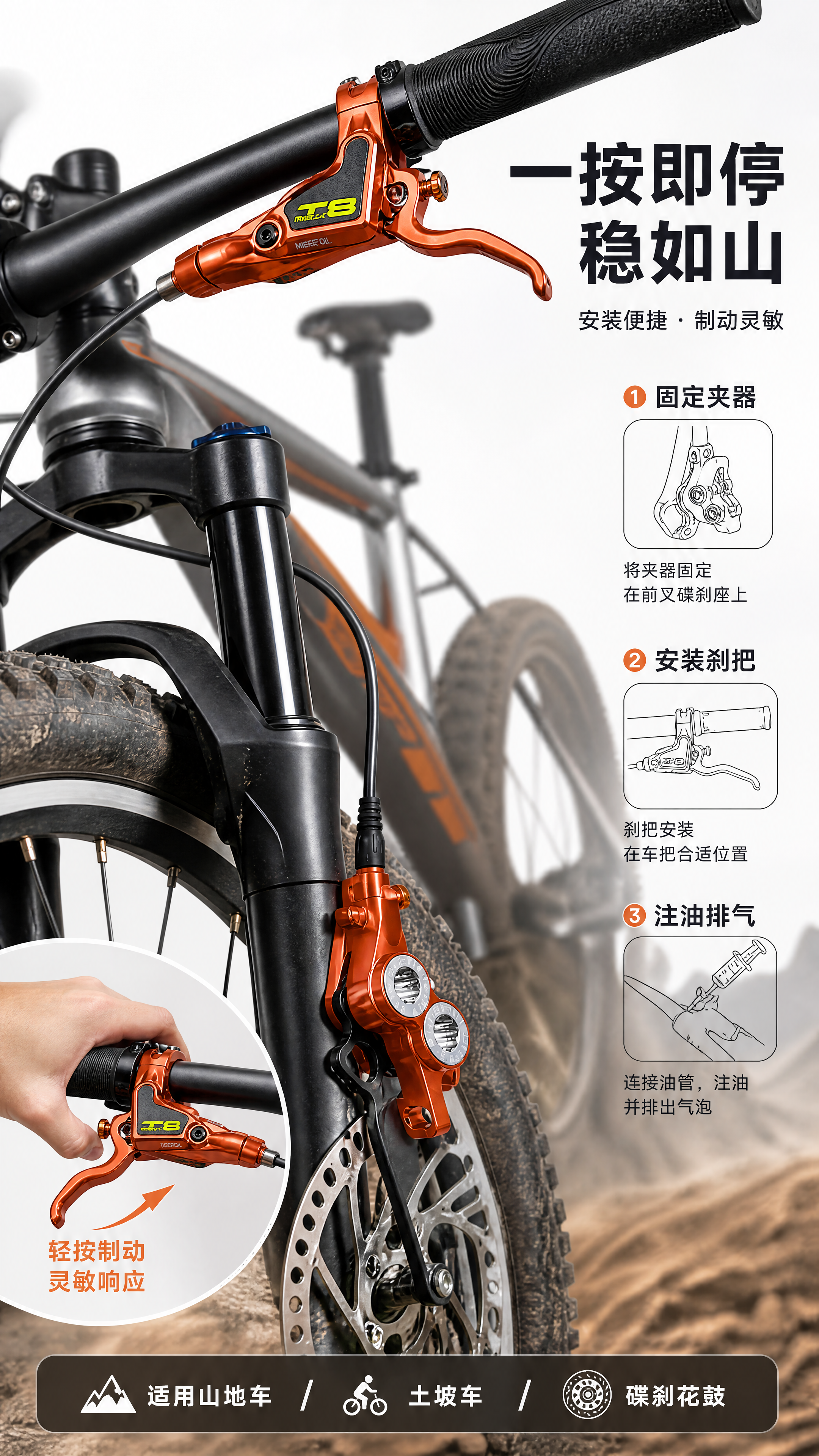 [第5张] 安装与使用演示页 — 山地车装车场景与手部操作示意… - 图片创意预览