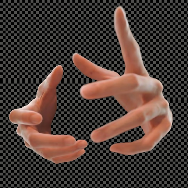 只保留画面中的两只手，去除其他身体部分和背景，保留双手的姿势和光影效果预览效果