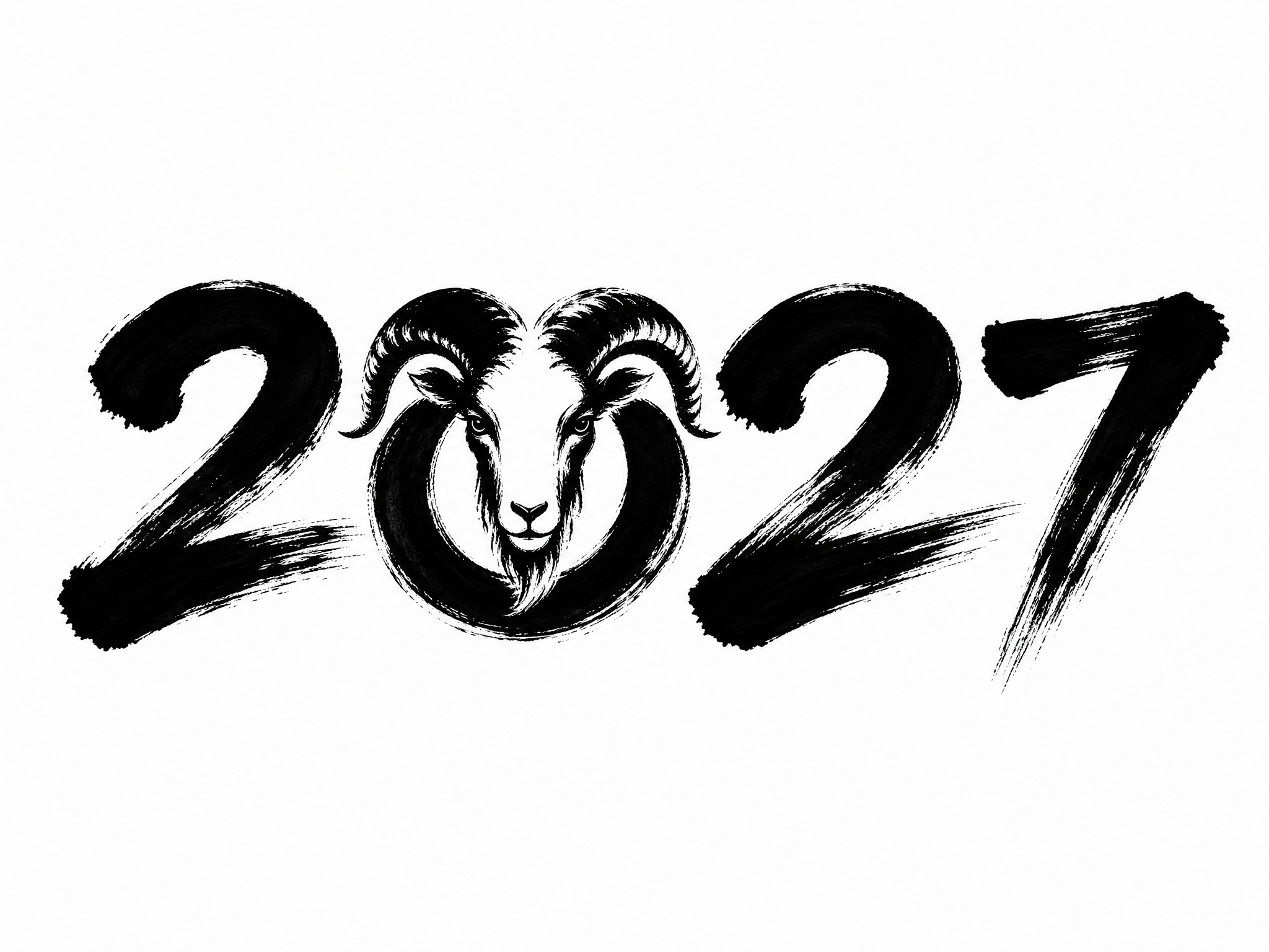 干净的纯白色背景。平面艺术字体设计，四个字"2027"，所有数… - 图片创意预览