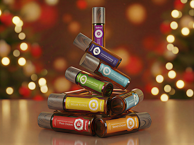 红色标签的精油瓶子增加瓶盖