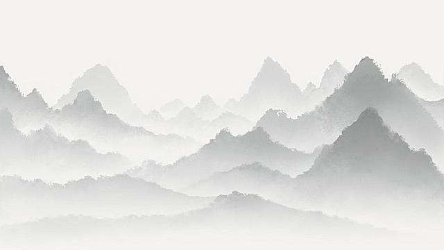 参考参考图的水墨风格，重新生成同风格的水墨远山画面，保持意境和层叠的远山结构