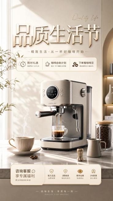 高端咖啡机生活节营销海报预览效果